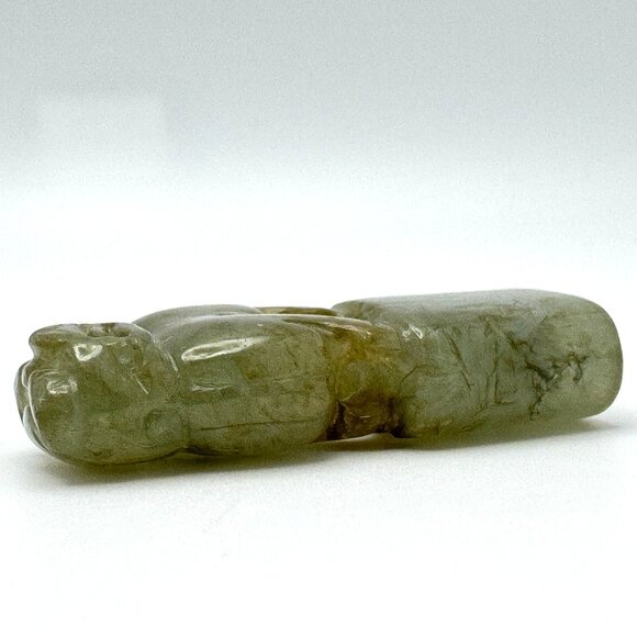 Jade Stone Seal Chop Carving of a Chinese Mythical Beast Foo Dog Vintage #7 - Picture 6 of 8